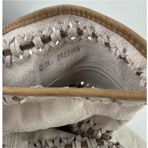 ZODIAC White Leather Almond Toe Woven Self Tie Mid-Calf Bootie Size 8.5 VINTAGE - Picture 8 of 8